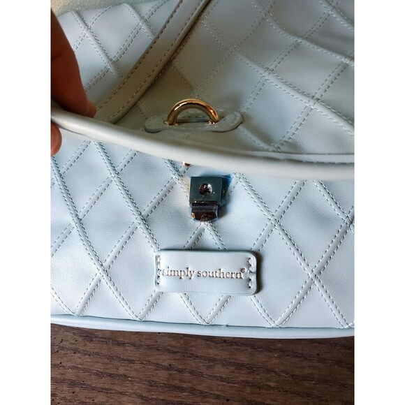 Simply Southern Mint Green Shoulder Bag Purse Gold Chain Quilted Pattern NWT - Picture 7 of 16